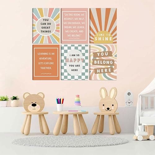 6Pcs Boho Inspirational Canvas Wall Art Positive Affirmations Growth Mindset Posters Wall Decor Pictures Modern Classroom School Posters Wall Prints for Children's Room nursery School 8x10in thumbnail 4