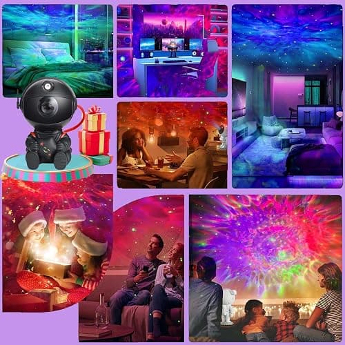 VEANANO Astronaut Galaxy Projector, Star Projector Night Light, Spaceman Light Projector with Remote Control, USB Powered 360° Adjustable Space Buddy Projector for Kids Bedroom Adults Room (Black) thumbnail 6