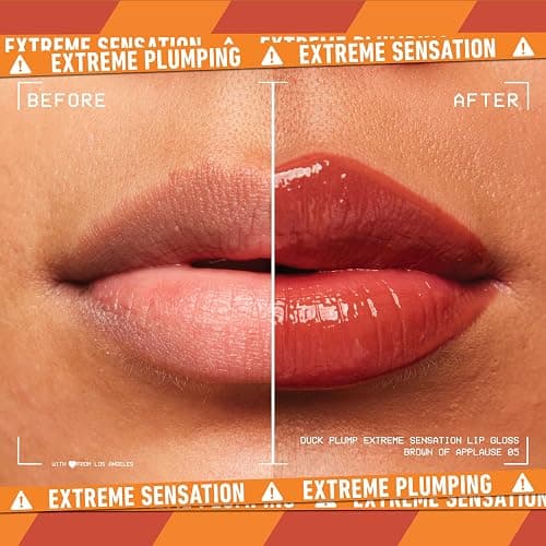 NYX Professional Makeup Lipgloss mit Schmollmund-Effekt, Glossy Finish & intensive Farbe, Extremes Volumen & Fülle dank Ingweröl, Vegane Formel, Duck Plump Lip Lacquer, Brown of Applause thumbnail 2
