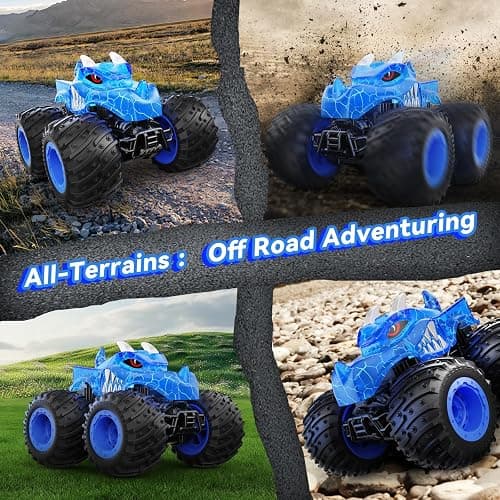 AUUGUU Remote Control Car, 2.4GHz Monster Trucks Toys with Light Spray, Birthday Gift for Kids 3 4 5 6 7 8, All Terrain RC Cars, Toddler Toys for Boys Girls 3+ Year Old thumbnail 5