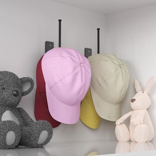 Durmmur 2 Pack Hat Racks for Baseball Caps, Stainless Steel Hat Organizer for Baseball Cap, Hat Holder Storage Organizer, Hat Hanger Strong Adhesive/Wall Drilled for Door, Bedroom, Closet(Black 6 in) thumbnail 4