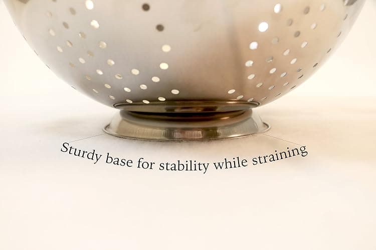 EXCELSTEEL Heavy Duty Stainless Steel Colander 5 Qt | Easy Grip Handles | Self-Draining Base | Mirror Polished | Dishwasher Safe | Pack of 1 thumbnail 4
