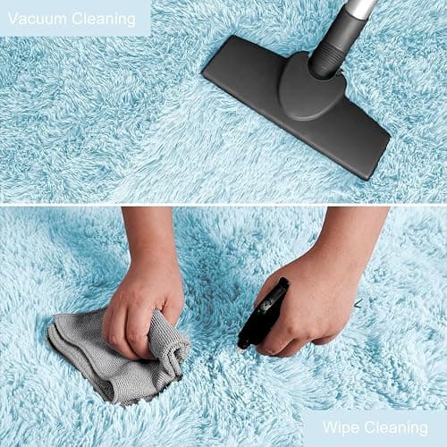 YJ.GWL Area Rugs for Bedroom, 2x3 Door Mat Washable Small Light Blue Bedside Rug,Fluffy Shaggy Entryway Rugs for Living Room, Shag Indoor Floor Carpet for Kids Boy and Girls, Home Decor Aesthetic thumbnail 6