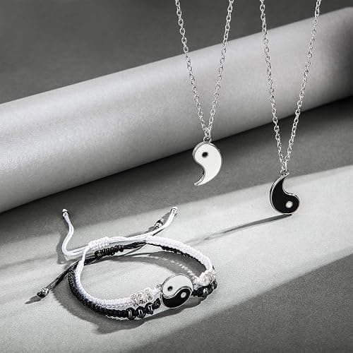 Hicarer 4 Pcs Yin Yang Necklace for 2 and Matching Friend Couples Bracelet Christmas for BFF Friendship Gifts thumbnail 6