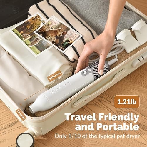 Jellyfish Handheld Dog Dryer - 1.21lb Lightweight, 2 Speeds, 4 Temp, Portable High Velocity Blow Dryer for Travel & Home thumbnail 7