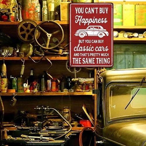Classic Car Gifts For Men Vintage Car Decor Funny Garage Wall Decor Unique Gifts For Car Lovers Man Cave Wall Decor You Can't Buy Happiness But You Can Buy A Classic Cars thumbnail 5