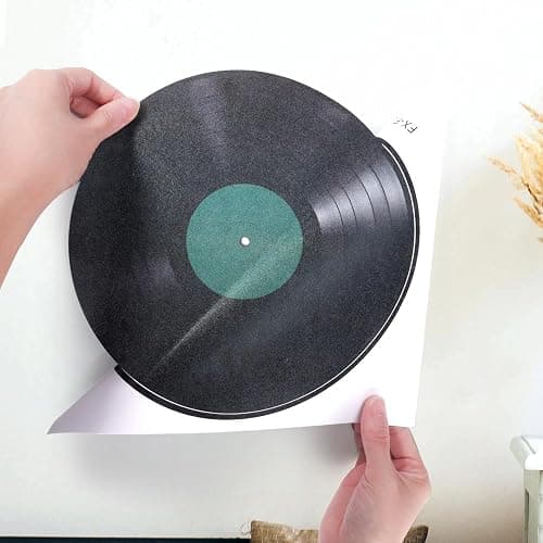 PEUTIER 8pcs Blank Vinyl Record Wall Decor, 8.7 inch Album Cover Posters Wall Art Decorative Fake Vinyl Record Vintage Aesthetic 70s 80s 90s Room Decor for Home Bedroom Wall Music Party Decoration thumbnail 4