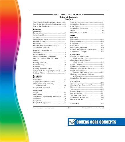 Spectrum 5th Grade Test Practice Workbooks All Subjects, Ages 10 to 11, 5th Grade Test Practice, Language Arts, Reading Comprehension, Vocabulary, Writing and Math Reproducible Book - 160 Pages thumbnail 3