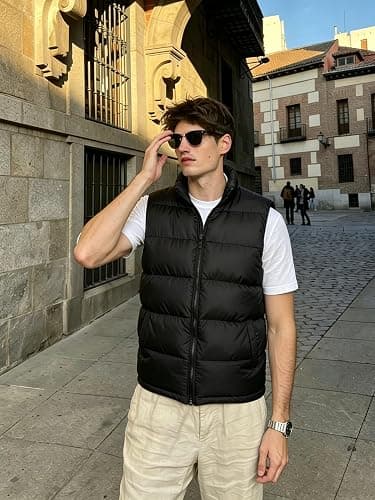 Zukela Solid Mens Puffer Vest Stand Collar Sleeveless Jacket M to 3XL | For 80s party,Lightweight but warm,Full Zip Up Stand Collar,Puffy outerwear,Water resistant,Winter zipper quilted,Multicolor thumbnail 7