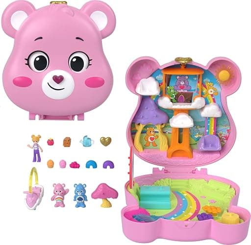 Polly Pocket x Care Bears Dolls & Playset with Toy Car and Themed Accessories, Travel Toy, Partnership Compact - Image 1