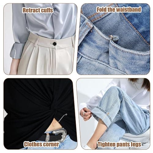 Tucnoeu 30pcs Pant Waist Tightener Metal Clips for Loose Jeans, Reusable Waist Cincher Clip, Adjustable Pant Clips for Waists Tightener, No Sewing Required (Gold, Silver, Gunmetal) thumbnail 6