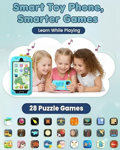 Kids Phone - Toddler Boy Dinosaur Toys for Age 3-12, Christmas Birthday Gifts for Boys, 4.0" Touchscreen Kids Smart Phone with Dual Cameras, Games, Music Player, 32GB, Toddler Learning Toys Cell Phone thumbnail 7
