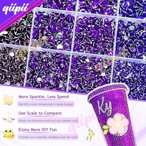 qiipii 2mm-6mm 3 Color Violet Series Crystal Resin Rhinestones w B7000 Jewelry Glue for Bedazzling Crafting Flatback Stones Gems Diamonds for Nails Face Eyes Makeup Tumblers Bottles DIY Crafts Clothes thumbnail 4