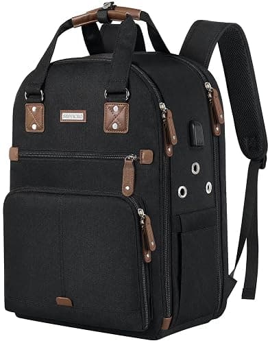 SINVICKO Crochet Bag, Knitting Bag Backpack and Totes Organizer with USB Charging Port, Large Yarn Storage Tote Bag - Image 1