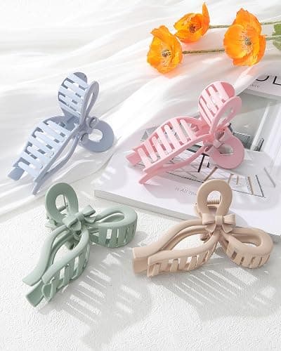 5" Extra Large Bow Hair Clips Women Cute Bow Claw Clip 4PCS Jumbo Hair Claw Clips for Thick and Long Hair Bows thumbnail 7