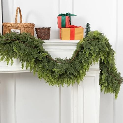 6 FT Real Touch Christmas Garland for Holiday Indoor Outdoor Decor,Cedar Garland,Cypress Garlands,Real Touch Pine Garlands,Thick and Lush for Home Dining Table Mantel Porch Christmas Decor. ﻿ thumbnail 6