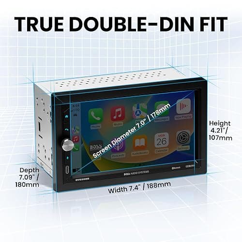 BOSS Audio Systems BVB9358RC Car Stereo – Wireless CarPlay Android Auto, Double Din, 7 Inch Touchscreen, Bluetooth, NO CD DVD Player, AM/FM Radio Receiver, Backup Camera, A/V Input, USB thumbnail 6
