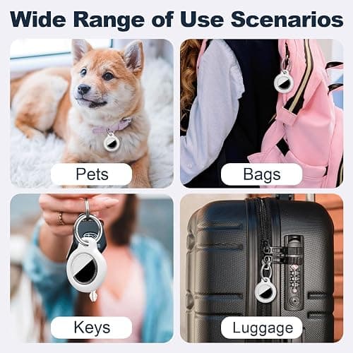 MOLOSLEEVE for Airtag Holder Case with Keychain, Shockproof GPS Cover Anti-Scratch Key Chain for Air Tags, for Airtags Accessories for GPS Item Tracker Cases for Bags, Luggages, White thumbnail 6