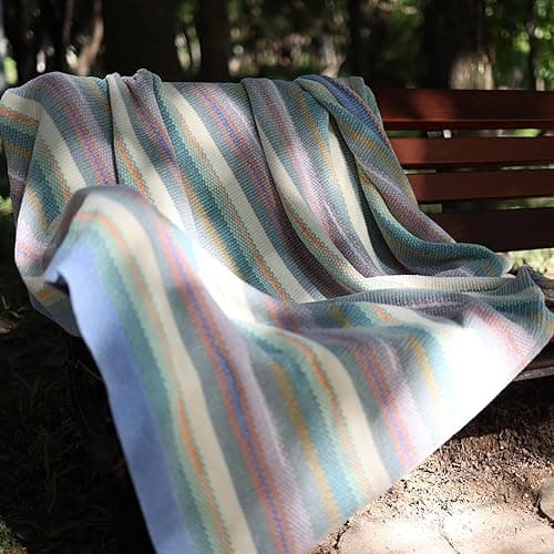 Itigoitie Soft Chenille Yarn Throw 36"x48", Handmade Knit Throw Blanket，Decorative Spring Fall Blanket, Soft Cozy Warm Knitted Throw Blanket for Bed Sofa, Couch Chair, Living Room(1.37Ib) - Blue thumbnail 2