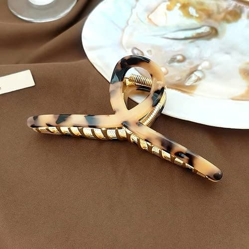 Big Hair Claw Clips Butterfly Hair Clips for Women 4.7" Large Acetate Metal Hair Claw Clip for Girls Hair Accessories for Long Thick Hair (Light leopard) thumbnail 7