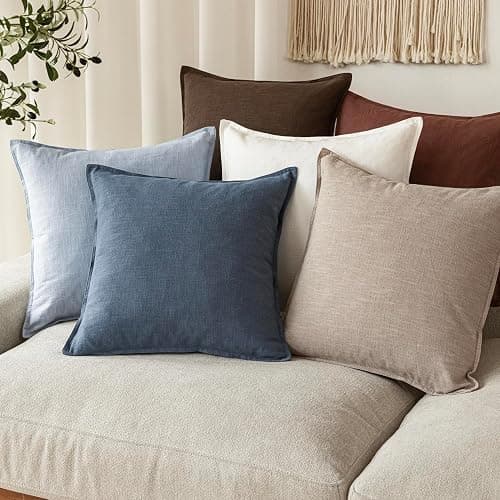 Foindtower Decorative Linen Lumbar Throw Pillow Covers 12x20 Inch Sky Blue | Pack of 2 Boho Farmhouse Pillowcase,Accent Neutral Solid Cushion Covers,Morden Home Decor for Couch Sofa Bedroom Living Room thumbnail 7