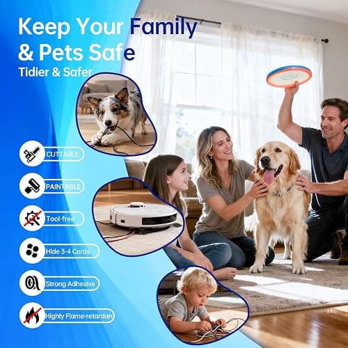 Delamu Cord Hider, Cord Covers for 3-4 Wires on Wall, Large Cable Hider Cable Management, Easy Set up Wire Hiders Wire Covers for Cords on Wall, TV Cables Cover Raceway, 6X W1.18 H0.67in, White thumbnail 5