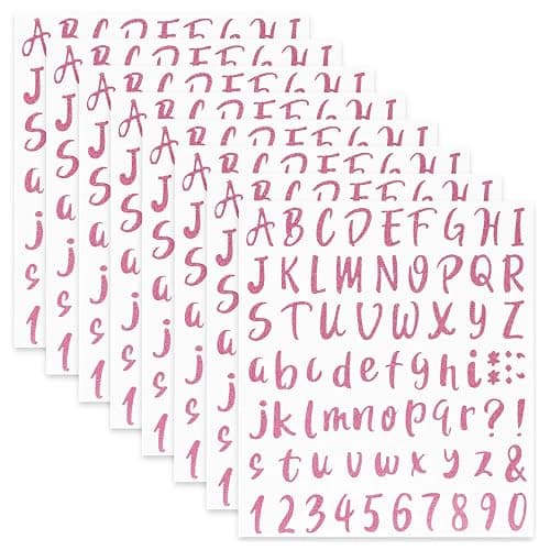 Mr. Pen- Glitter Letter Stickers, 1 Inch, 8 Sheets, 576 pcs, Pink, Self Adhesive Glitter Letters and Numbers, Vinyl Alphabet Stickers - Image 1