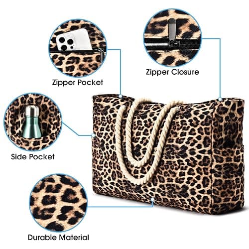 Becokan Beach Bags for Women Large Waterproof Beach Tote Bag Zipper Beach Bags Waterproof Sandproof Swim Pool Bag Large Tote thumbnail 3