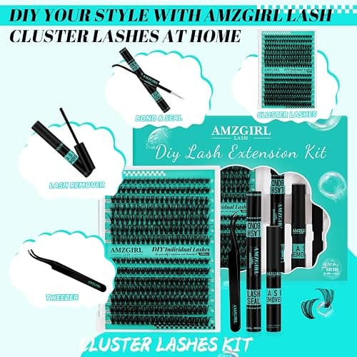 Lash Extension Kit 280Pcs,60D 80D Individual Lashes Clusters Kit,Lash Bond And Seal,Lash Remover For Eyelashes Extensions,Lash Applicator Tool For False Eyelash Cluster Kit At Home(D-Mix8-16mmKit) thumbnail 2