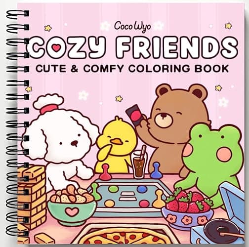 Cozy Friends: Coloring Book for Adults and Teens Featuring Super Cute Animal Characters with Easy and Simple Designs for Relaxation - Image 1
