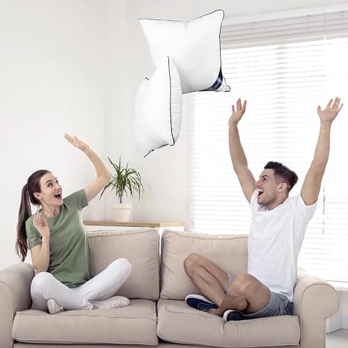 Bedding Throw Pillow Inserts (Pack of 4, White), 16 x 16 Inches Decorative Indoor Pillows for Sofa, Bed, Couch, Cushion Sham Stuffer thumbnail 2