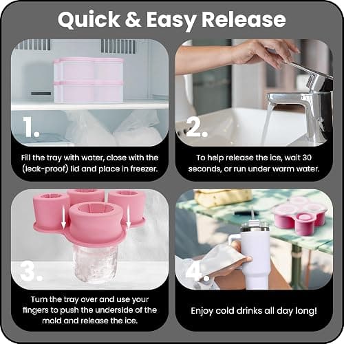 4-Ring Silicone Ice Cube Tray for Stanley Cup with Lid and Metal Reusable Straws - Stanley Ice Mold - Stanley Cup Ice Mold - Stanley Cup Ice Cube Mold for 14-40 oz Tumbler, Whiskey, Cocktails, Drinks thumbnail 7