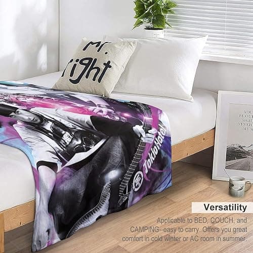 Tokio Band Hotel Super Soft Flannel Blanket Personality Fashion Air Conditioning Blanket Room Decor Bedding (40"x50"-E) thumbnail 4
