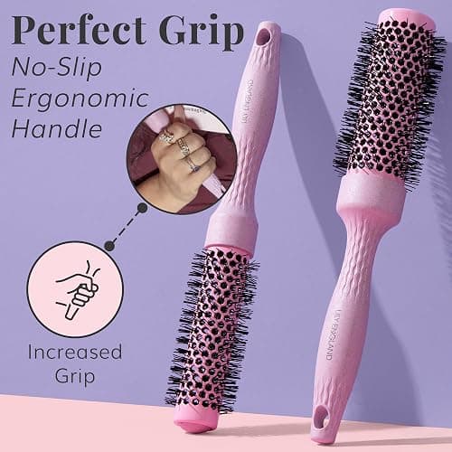 Lily England Round Blow Dry Brush Set for Women - Perfect for Voluminous Blowouts - Ceramic Ionic Technology - Luxury Gift for Her (Pink) thumbnail 7