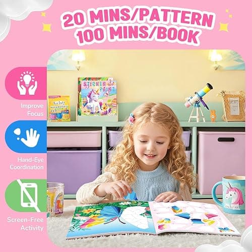 2PCS CutteeyFyry Paint by Number Sticker Book Travel Activities for Girls Kids - Road Trip & Airplane Toys, Birthday Present, Classroom Gifts, Travel Essentials for Toddlers & Long Car Rides thumbnail 4