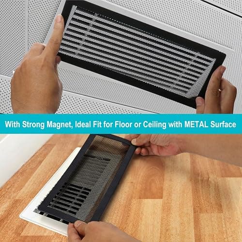 Magnetic Vent Covers for Home Floor 4Pack, Upgrated 4x10 Inch Strong Magnet PVC Floor Register Cover, Air Vent Screen Trap for Wall Ceiling Floor, AC Vent Mesh Screen Debris Hair Filters thumbnail 4
