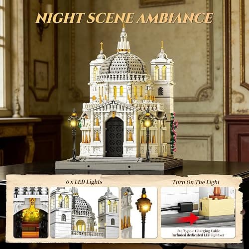 Reobrix Venice Church Building Block Sets for Adults with Lights 55014, Landmark Architecture Venice Santa Maria Della Salute Church Model, Collectible Italy Landmark Building Toy for Adullt (4270PCS) thumbnail 7