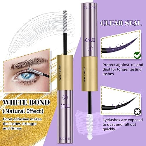 B&Qaugen Lash Bond and Seal 10ML Clusters Lash Glue Waterproof Long Lasting Mascara Wand Lash Extension Bond and Seal Strong Hold 2 in 1 Bond and Seal for DIY Lash Extensions（White Bond and Seal,10ML） thumbnail 4