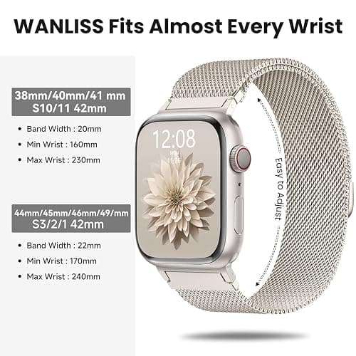 WANLISS Original Metal Milanese Loop Compatible with Apple Watch Band 38mm 40mm 41mm 42mm 44mm 45mm 49mm for Women Men, Magnetic Stainless Steel for iWatch Se Ultra Series 11 10 9 8 7 6 5 4 3 2 1 thumbnail 4
