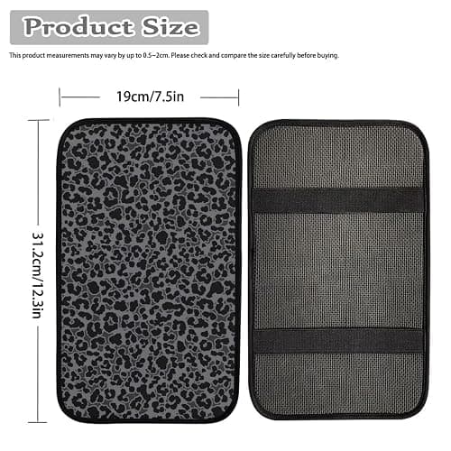 Dreaweet Black Leopard Print Car Center Console Cover Cheetah Print Car Accessories for Women Arm Rest Cover for SUV Sedan Non-Slip Comfortable Car Armrest Cover Pad,Easy to Install thumbnail 4