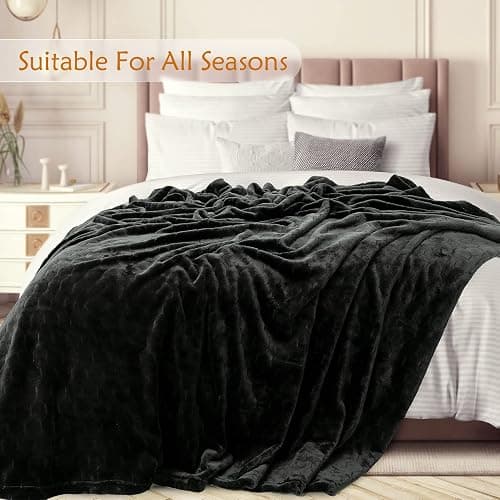 TOONOW Fleece Blanket Fuzzy Plush Throw Blanket 50" x 60", Super Soft Fluffy Bed Blanket Geometric Pattern Comfy Microfiber Flannel Blankets for Couch, Bed, Sofa, Black thumbnail 3
