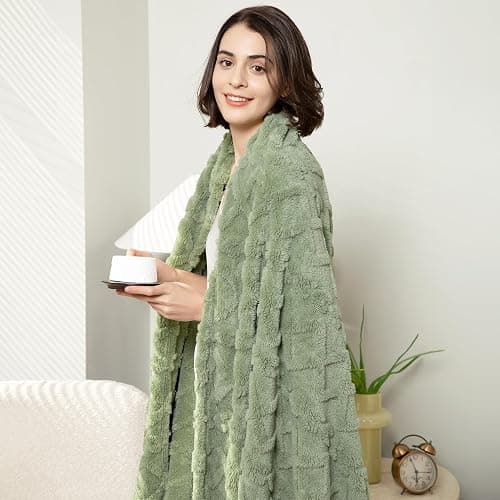 Aganear Flannel Throw Blanket - Cozy Soft Lightweight Fuzzy Blanket for Women Portable Throw Blankets for Couch, Warm Present for Birthday, Christmas, Halloween, Housewarming(50"x60", Sage Green) thumbnail 8