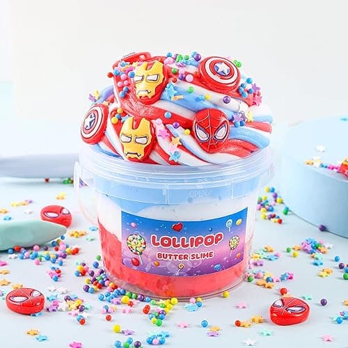 Big Bucket Premade Tri-Colored Red White and Blue Butter Slime, Non Sticky, Super Soft Sludge Toy, Birthday Gifts and Party Favors for Girls & Boys - Red White Blue thumbnail 2