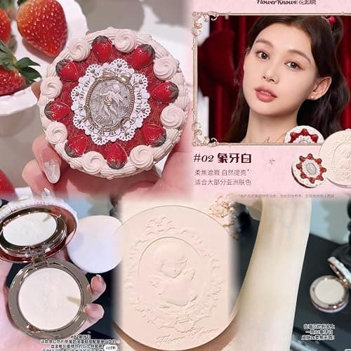 Flower Knows Strawberry Cupid Serie Kompaktpuder Mattes Soft-Focus Öl-Kontroll Fixierpuder (C02) thumbnail 7