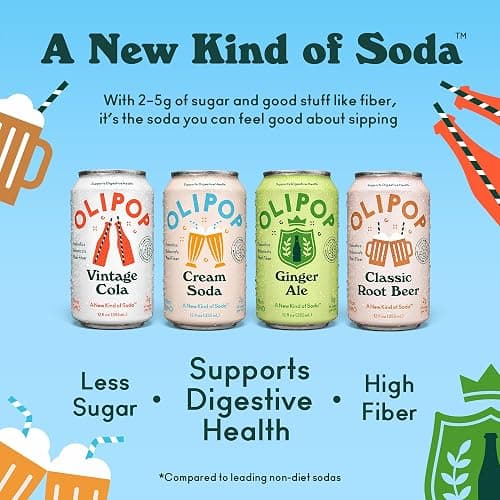OLIPOP Prebiotic Soda Pop, Classic Soda Variety, Pantry Pack Packed with Prebiotics, Fiber, and Botanicals, Gluten Free, Vegan, GMO Free, 12oz (12-Cans) thumbnail 3