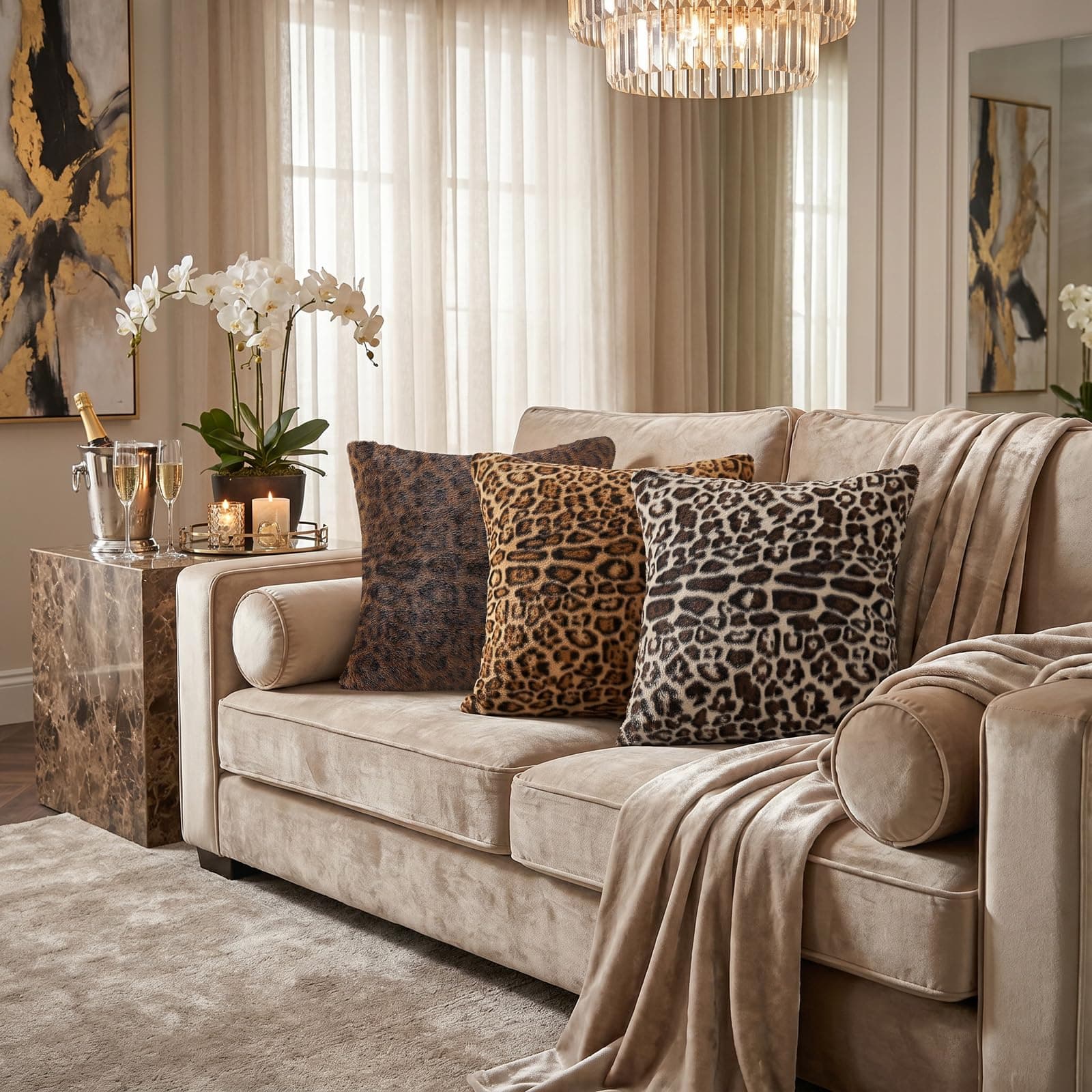 SYSLOON Cheetah Print Throw Pillow Covers 18x18 Inch Set of 2, Leopard Print Decorative Pillow Covers Home Decor for Living Room Sofa & Bed, Beige Brown Leopard | Set of 2,Soft Faux Fur,Leopard Print Cushion Cases,Modern Home Decor,for Couch,Sofa,Bedroom,Living Room,Gift thumbnail 2