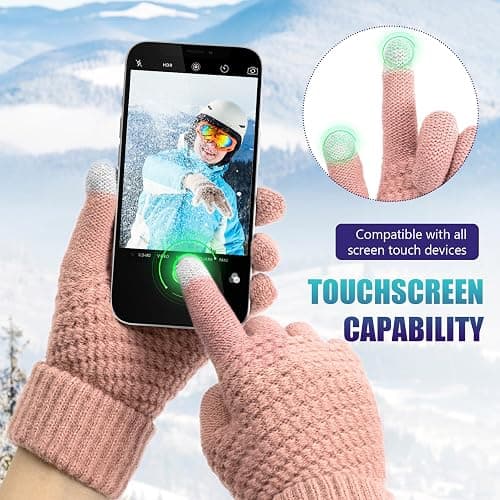 Trifabricy Womens Winter Gloves - Warm Soft Touchscreen Winter Gloves for Women, Elastic Cuff Knit Glove for cold weather thumbnail 5