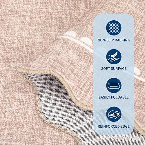 GarveeHome Scalloped Bow Rug for Living Room, Solid Camel Rug for Dorm, Washable Runner Rugs 2x6 Soft Low Pile Non Slip Scalloped Rugs for Nursery Bedroom Decor Hallway Entryway Playroom thumbnail 4