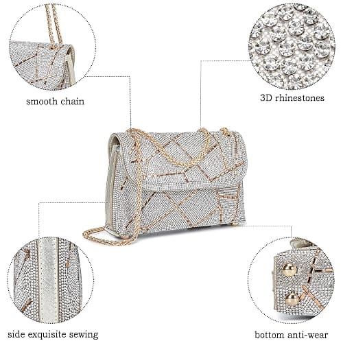 BBTT.ful Shoulder Bags Crossbody Bag Purses Handbags Crystals Rhinestone Evening Bag for Women Clutch Purse with Chain thumbnail 5
