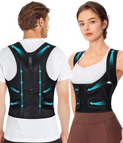 URSEXYLY Back Brace Posture Corrector for Women Breathable Posture Brace Adjustable Full Back Support Brace,Upper and Lower Back Pain Relief(Medium,Black)